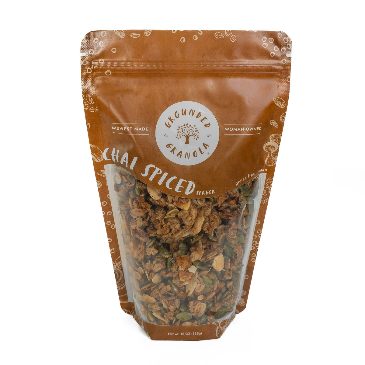 Grounded Granola Chai Spiced granola in resealable pouch