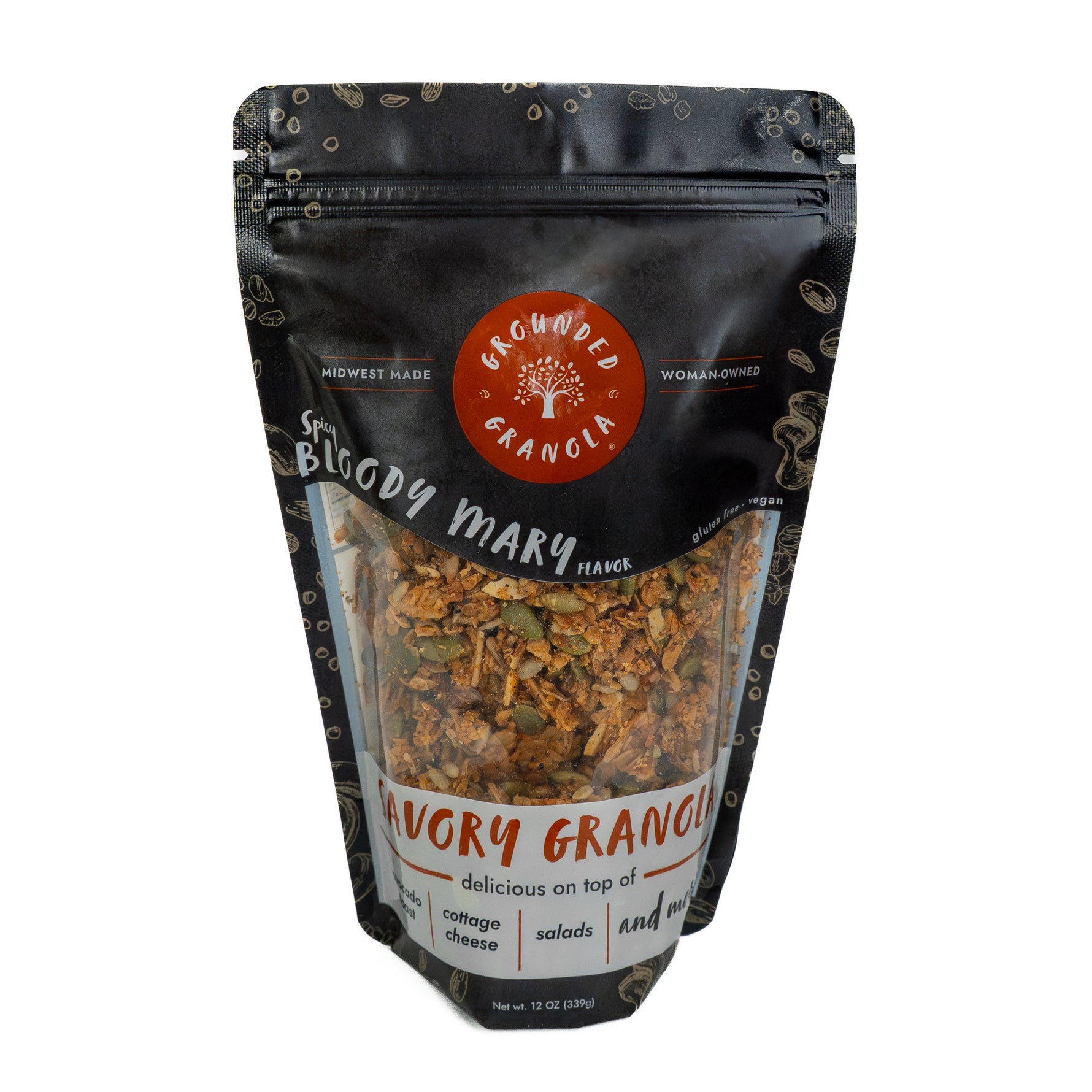 Grounded Granola Savory Bloody Mary granola in resealable pouch